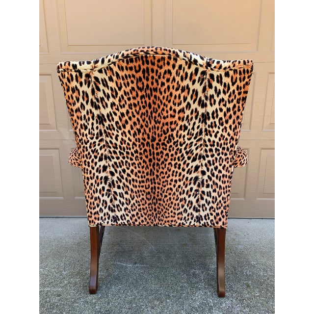 English Chippendale Mahogany Armchair in Leopard Upholstery For Sale - Image 11 of 12