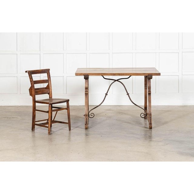 Spanish Walnut and Iron Trestle Table, 1870s For Sale - Image 3 of 16