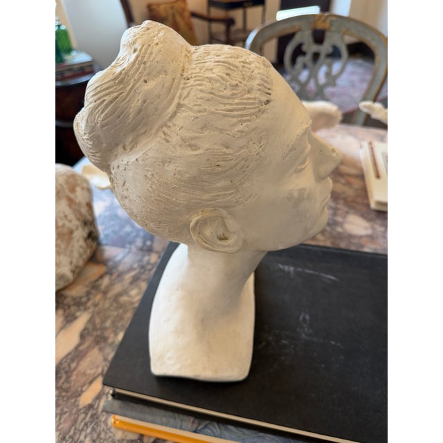 Female Plaster Bust, Signed For Sale - Image 4 of 5