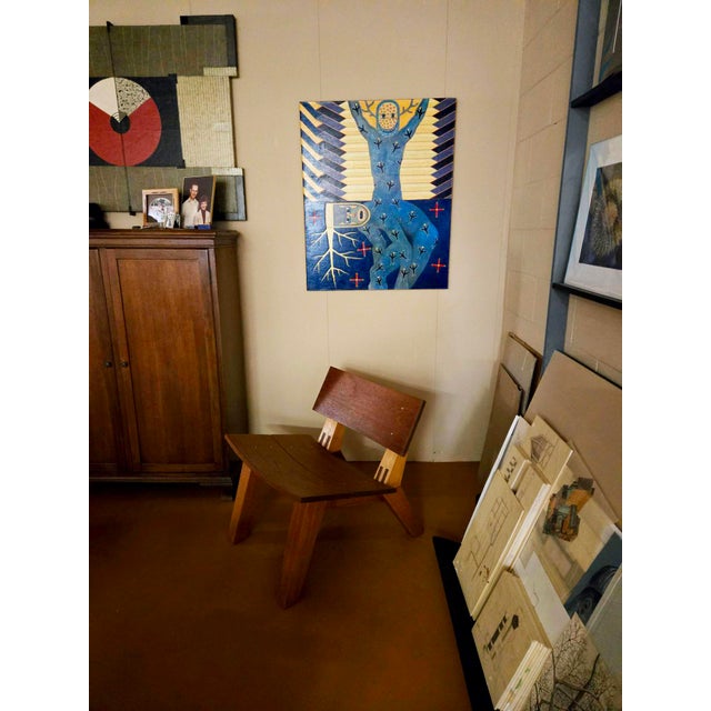 Figurative 70s Painting of Two Blue Men With Animal Heads by Sean Roriarty For Sale - Image 3 of 4
