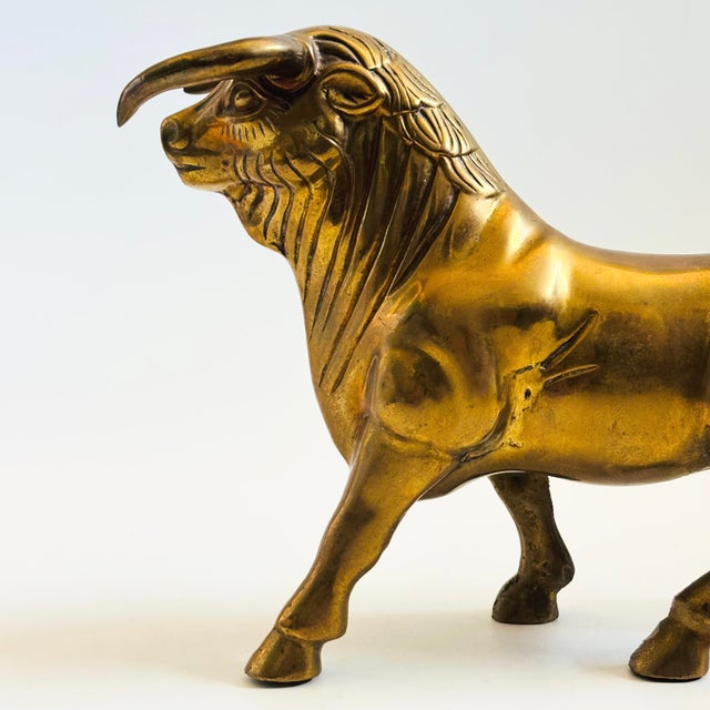 Large Vintage Brass Bull Statue For Sale In San Francisco - Image 6 of 13