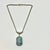 Metal 1920s Antique Art Deco Art Nouveau Blue Glass & Silver Tone Pendant Necklace, 14.5”. For Sale - Image 7 of 12