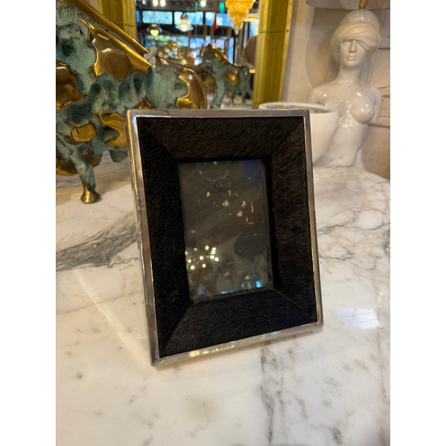 Italian Silvered Metal and Pony Hair Photo Frame, 1970s For Sale In Los Angeles - Image 6 of 7