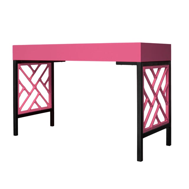 Chippendale Writing Desk - Pink For Sale In West Palm - Image 6 of 9