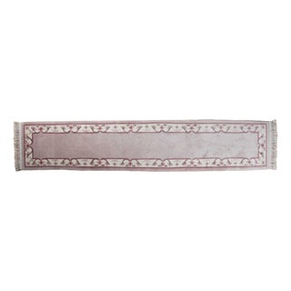 Nepalese Hand-Knotted Floral Cotton Rug For Sale