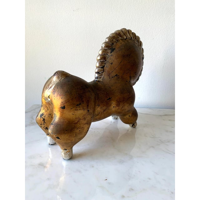 Gold Mid-Century Modern Italian Ceramic Libbiloo Gold & Silver Horse Sculpture After Russel Wright For Sale - Image 8 of 10