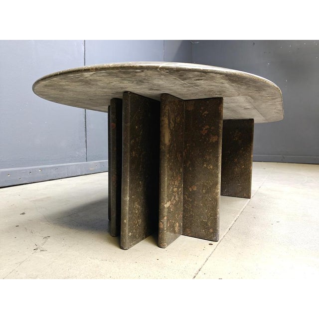 Vintage Italian Grey Marble Coffee Table, 1970s For Sale - Image 3 of 11
