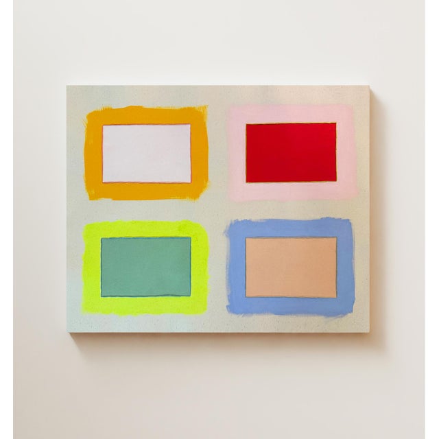 "Bright Place 24301" Original embroidered painting by Emily Keating Snyder, 24" H x 30" W x 1.5" D Acrylic paint with...