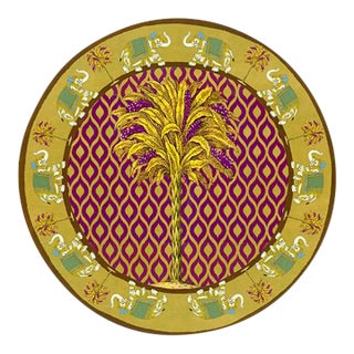 Italian Brown Placemat With Elephants and Palm Tree For Sale