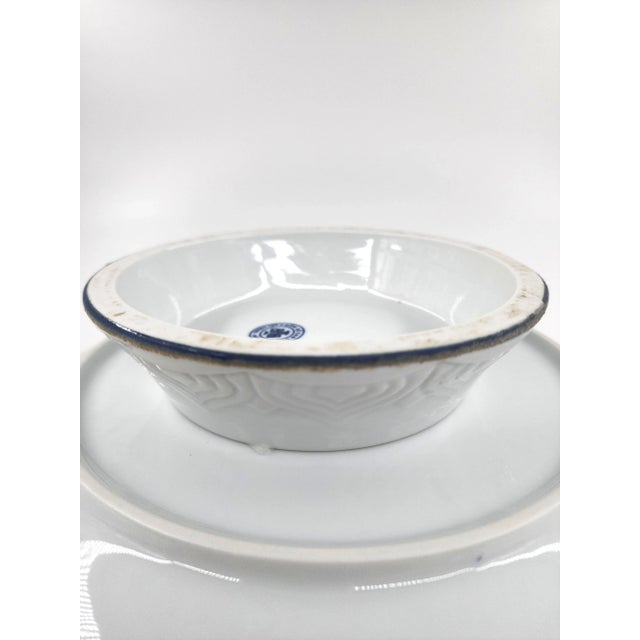 Blue Late 20th Century Hand-Painted Bat Trang Blue & White Porcelain Pedestal Serving Dish With Dragon Motif For Sale - Image 8 of 13