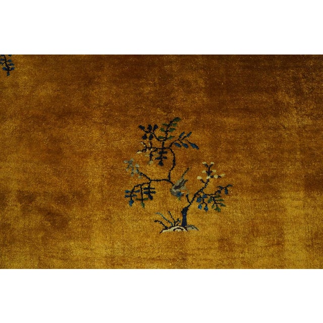 Textile 1920s Antique Large Room Size Yellow Modernist Floral Chinese Art Deco Rug For Sale - Image 7 of 10