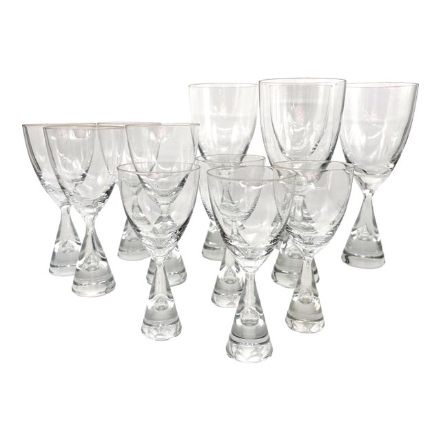 1980s Holmegaard Princess Crystal Stemware by Bent Severin Denmark - Set of 12 For Sale