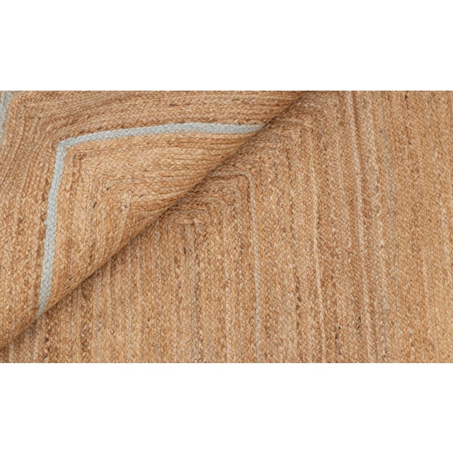 Light Blue Natural Jute Wave Scallop Rug 2.5x10 Ft. For Sale - Image 12 of 12