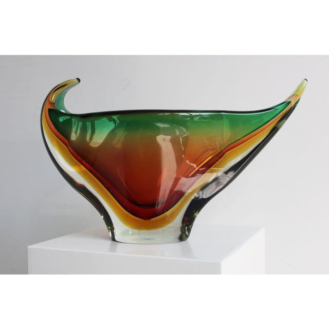 Vintage Freeform Sommerso Murano Glass Vase attributed to Flavio Poli for Seguso, 1960 For Sale - Image 6 of 8
