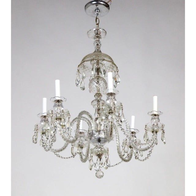 Transparent Mid 20th Century Georgian Style Cut Crystal Chandelier For Sale - Image 8 of 13
