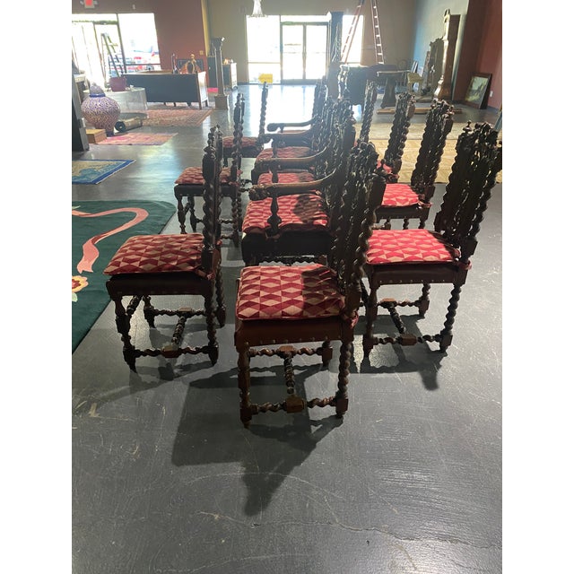 Gothic Early 20th Century Set of 12 Black Forest Style Highly Carved Dining Chairs For Sale - Image 3 of 13