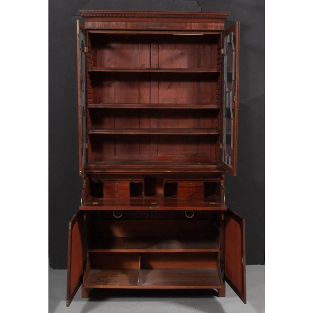 English George III English Antique Mahogany Bookcase Secretary Desk Circa 1780 For Sale - Image 3 of 9