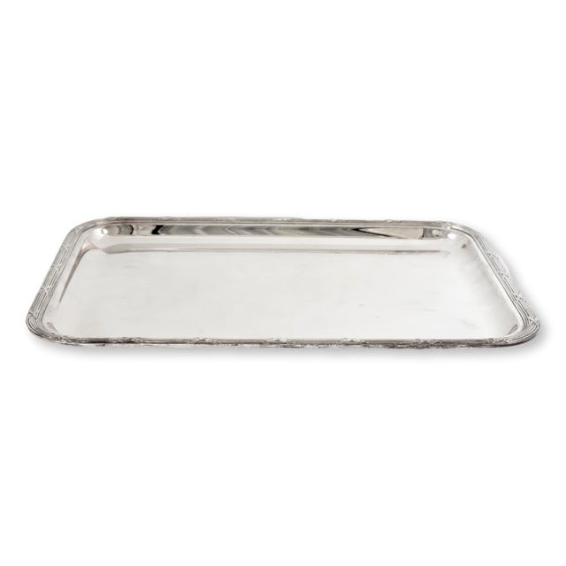 English Christofle Rubans Pattern Silverplate Serving Tray For Sale - Image 3 of 5