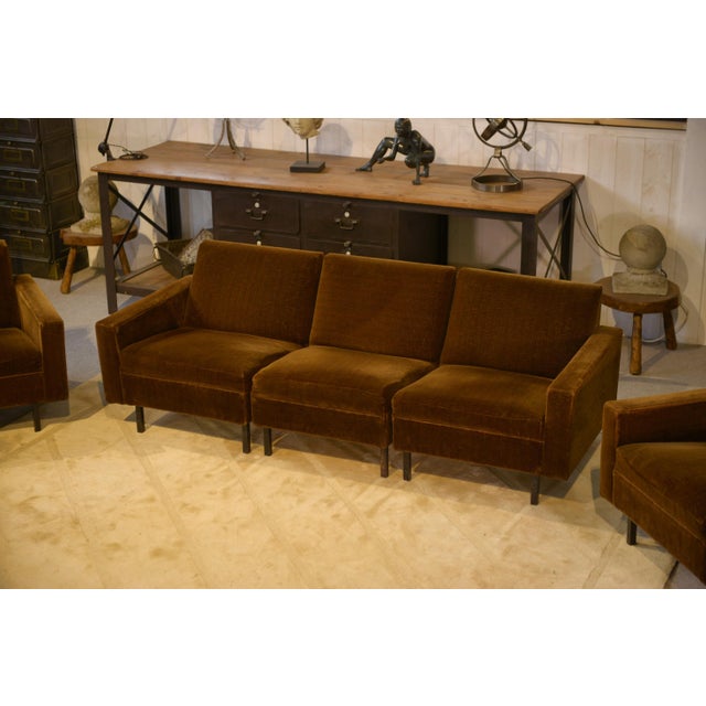 Brown Velvet Sofa and Chairs, 1960s, Set of 3 For Sale - Image 9 of 17