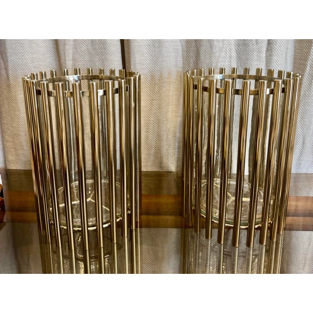 1990s Exquisite Metal & Glass Hurricanes, Pair For Sale - Image 5 of 6