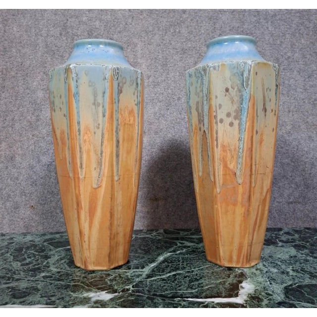 Art Deco Vases in Glazed Ceramic, Set of 2 For Sale - Image 9 of 9