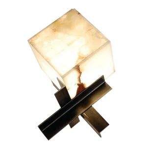 Contemporary "Cubyx" Onyx and Blackened Steel Lamp