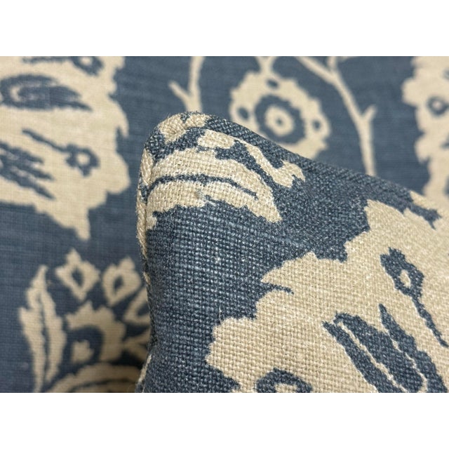 Blue Bespoke Floral Damask Throw Pillows, Set of Three For Sale - Image 8 of 12