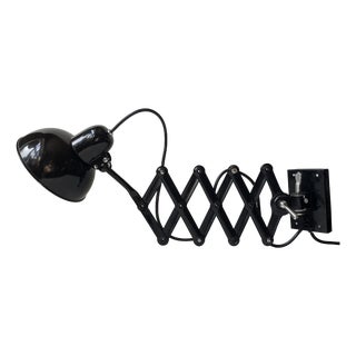 Bauhaus Black Articulated Scissor Wall Lamp, 1950s For Sale