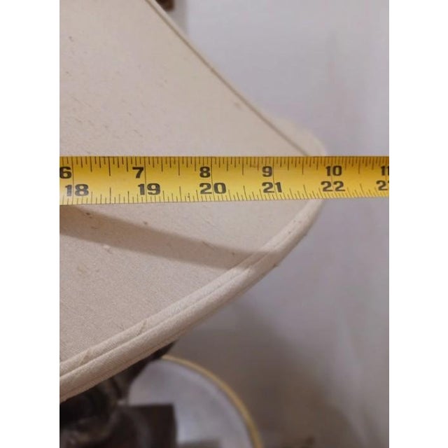 1950s Royal Edwardian Carved Urn Lamp Brown Bronzed Renaissance Avant-Garde W Shade For Sale - Image 16 of 16