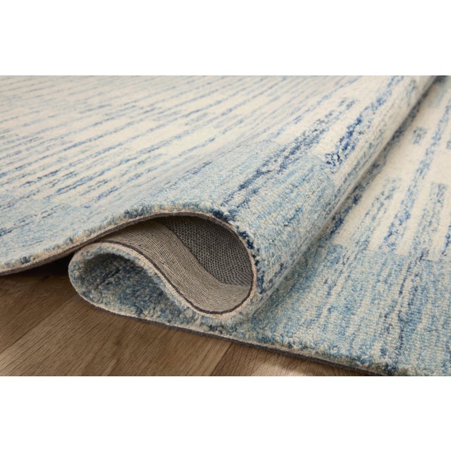 Loloi Rugs Chris Loves Julia x LoloiChris Ivory / Denim 18" x 18" Sample Rug For Sale - Image 4 of 9