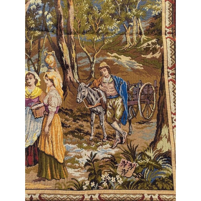 Vintage French By The Lake Jacquard Tapestry in the style of Aubusson, 1970s For Sale - Image 6 of 18