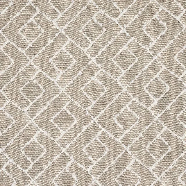 Sample- Schumacher Durant Embroidery Fabric in Natural For Sale
