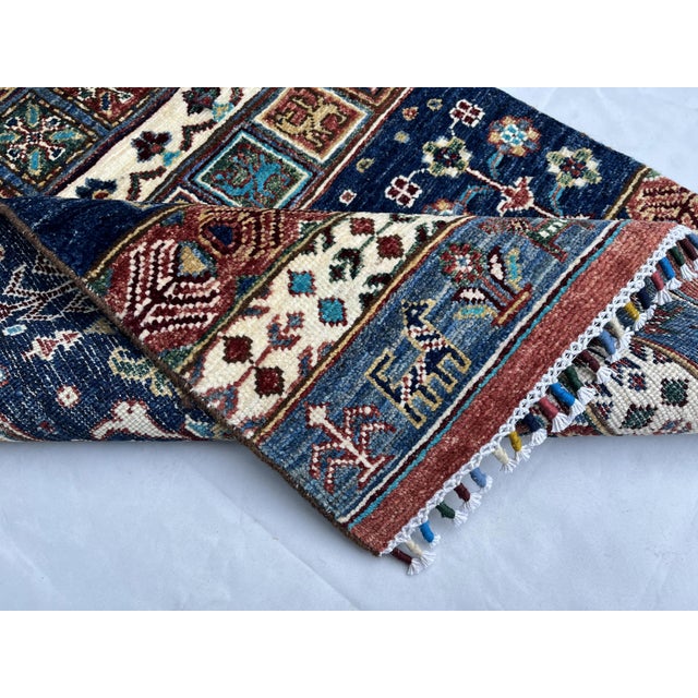 Brick Red Contemporary Afghan Tribal Pictorial Gabbeh Wool Runner Rug For Sale - Image 8 of 12