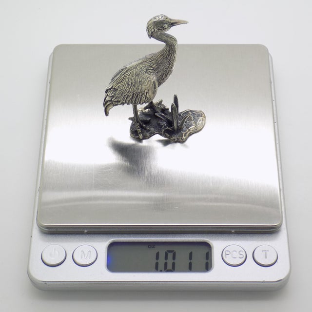 Vintage Italian Handmade Silver Heron Figurine, 1970s For Sale - Image 10 of 12