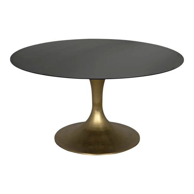 Herno Table, Antique Brass, Black Stone For Sale