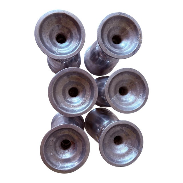 Metal Vintage American Is Century Modern Pewter-Tone Sunburst Medallion Water Goblets – Set of 6 For Sale - Image 7 of 9