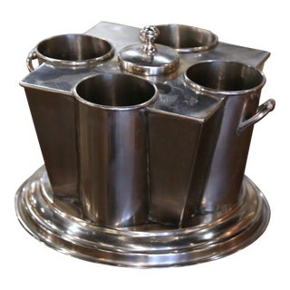 Early 20th Century French Silver Plated Four-Bottle Wine Cooler Rafraichissoir For Sale