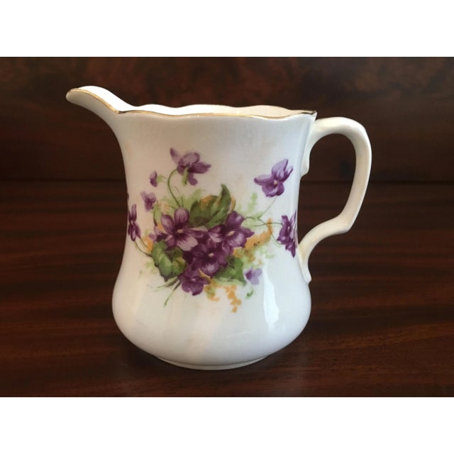 White 1950s Violet Floral Bone China Luncheon Plates - Set of 9 For Sale - Image 8 of 13