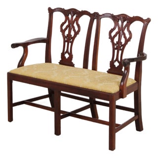 Chippendale Style Mahogany Window Bench For Sale