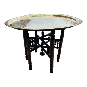 Vintage Moorish Hand Hammered Brass Side Table.