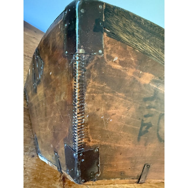 Antique Chinese Rice Measure Bucket "Dou" With Metal Hardware & Wood Joints For Sale - Image 10 of 13