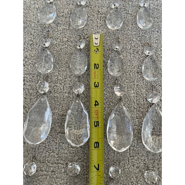 Glass 42 Piece Vintage Clear Crystal Chandelier Prisms Faceted Teardrop Icicle Spears For Sale - Image 7 of 11