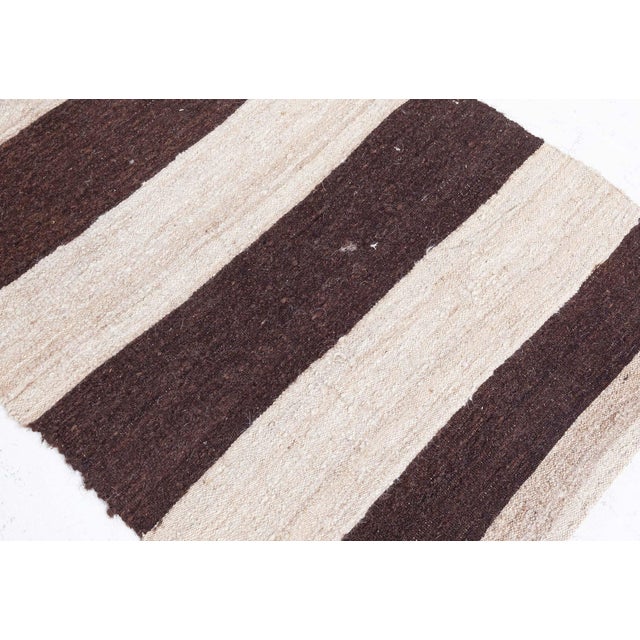 Textile Doris Leslie Blau Vintage Striped Ivory And Charcoal Hand-Knotted Wool Runner For Sale - Image 7 of 7