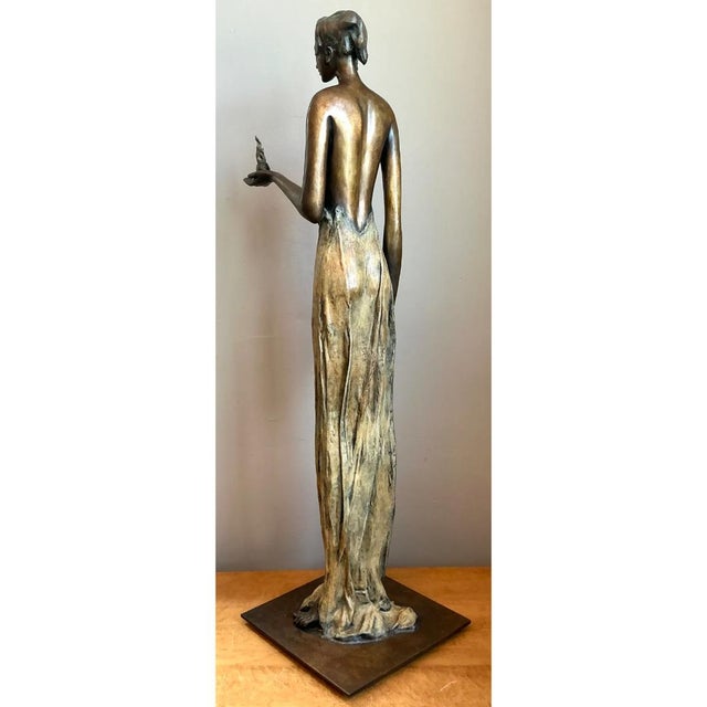 Vintage Bronze Draped Female Figure For Sale - Image 10 of 13