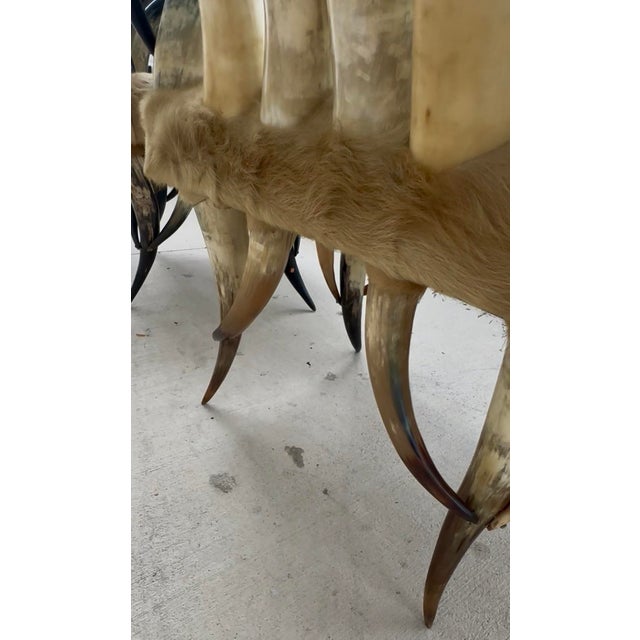 Pair of Rare Vintage Steer Horn &Amp; Cowhide Rustic Southwestern Armchairs. For Sale - Image 11 of 12