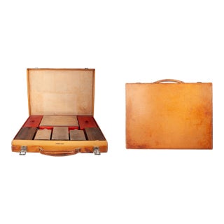 1960s Mid-Century Modern Leather Travel Case With Vanity/Grooming Set by the Luxury Brand Hermès Paris, France - 5 Pieces For Sale