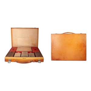 1960s Mid-Century Modern Leather Travel Case With Vanity/Grooming Set by the Luxury Brand Hermès Paris, France - 5 Pieces