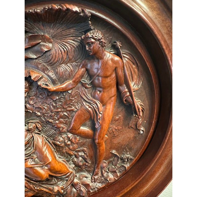 Early 20th Century Vintage Handcarved Walnut Relief Intaglio Artwork For Sale - Image 5 of 13