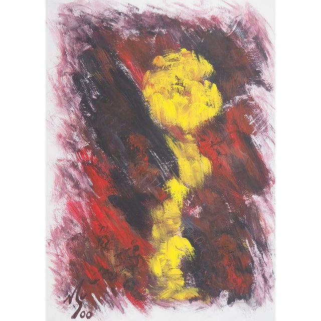 Michel Guignard, Fleur jaune dans un paysage fauve, 2000, Original Acrylic and Gouache For Sale - Image 5 of 7