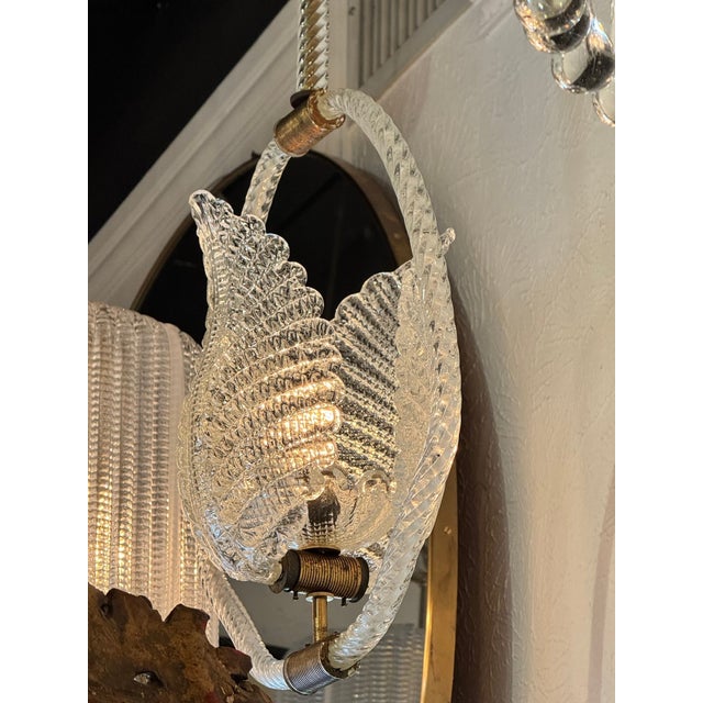 Transitional Vintage Italian Barovier Style Glass Pendant For Sale - Image 3 of 6